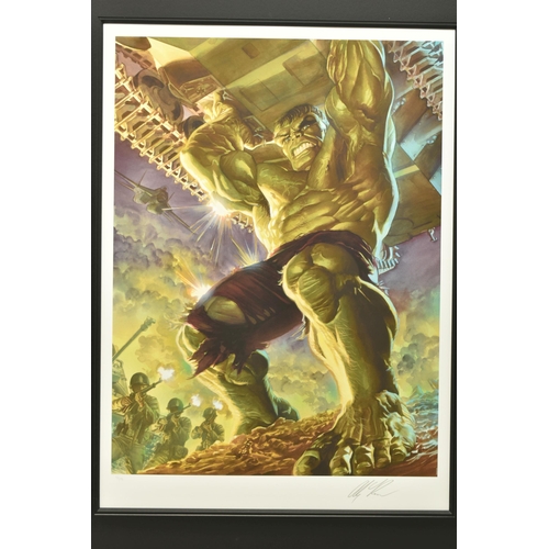 341 - ALEX ROSS FOR MARVEL COMICS 'IMMORTAL HULK', a limited edition print on paper, depicting Hulk liftin... 