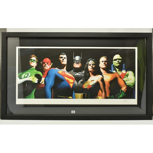 342 - ALEX ROSS (AMERICAN CONTEMPORARY) 'ORIGINAL SEVEN' portraits of Green Lantern, Flash, Superman, Batm... 