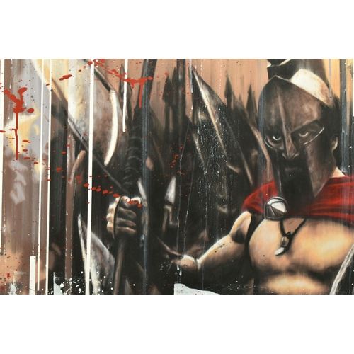 343 - KRIS HARDY (BRITISH 1978) 'FOR TONIGHT WE DINE IN HELL', a contemporary depiction of Spartan warrior... 