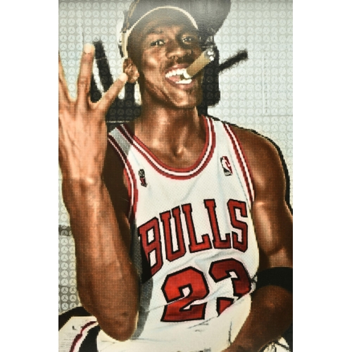 348 - NICK HOLDSWORTH (BRITISH CONTEMPORARY) 'MICHAEL JORDAN', a pixelated portrait of the basketball star... 