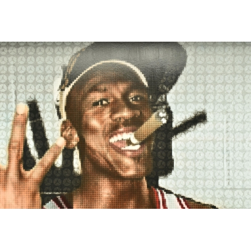 348 - NICK HOLDSWORTH (BRITISH CONTEMPORARY) 'MICHAEL JORDAN', a pixelated portrait of the basketball star... 