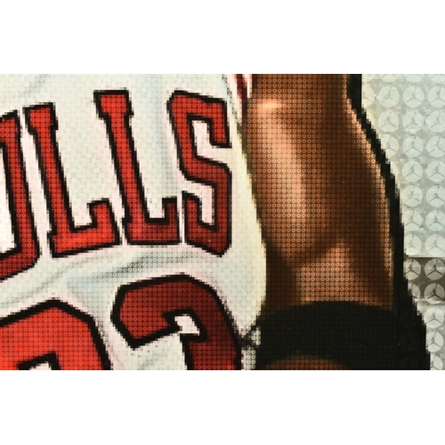 348 - NICK HOLDSWORTH (BRITISH CONTEMPORARY) 'MICHAEL JORDAN', a pixelated portrait of the basketball star... 