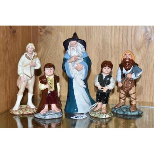 354 - FIVE ROYAL DOULTON 'MIDDLE EARTH' FIGURES, the Lord of the Ring figures comprising Frodo HN2912 (bro... 