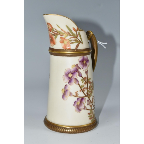 357 - A ROYAL WORCESTER TUSK JUG, decorated with flowers, printed green backstamp, height 14.5cm (1) (Cond... 