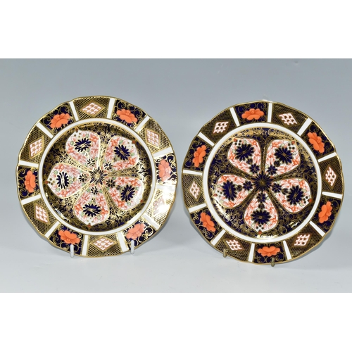 360 - TWO ROYAL CROWN DERBY 1128 IMARI PATTERN PLATES, diameter 18cm, printed and impressed marks to bases... 