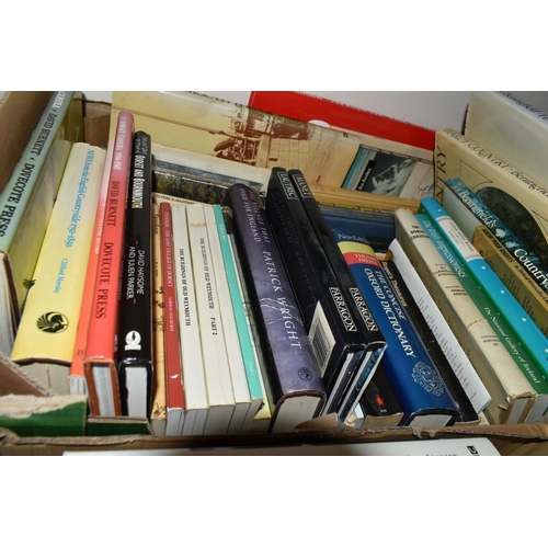 371 - FOUR BOXES OF BOOKS, containing over ninety miscellaneous titles in hardback and paperback formats, ... 