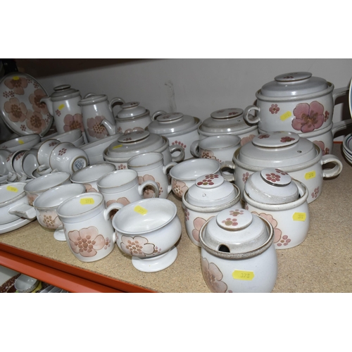 378 - A LARGE QUANTITY OF DENBY 'GYPSY' TEA AND DINNERWARE, comprising two 2 pint saucepans (one missing l... 