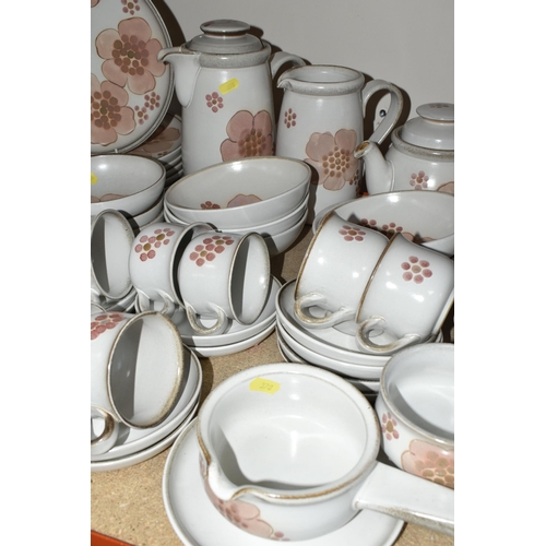 378 - A LARGE QUANTITY OF DENBY 'GYPSY' TEA AND DINNERWARE, comprising two 2 pint saucepans (one missing l... 