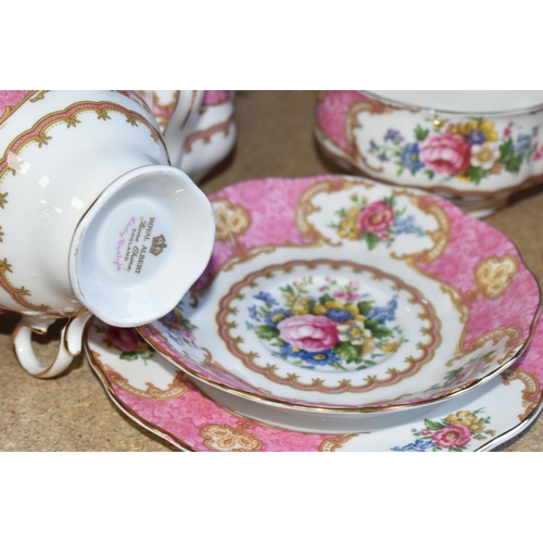 382 - A ROYAL ALBERT 'LADY CARLISLE' PATTERN TEA SET, comprising milk jug, sugar bowl, cake plate, six cup... 