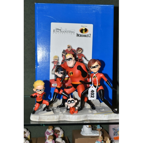 402 - TWO BOXED ENESCO DISNEY PIXAR 'INCREDIBLES 2' FIGURES, comprising 'Everyone is Special' A29295 figur... 