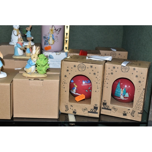 406 - A COLLECTION OF BOXED ENESCO BEATRIX POTTER FIGURES AND CHRISTMAS ORNAMENTS, comprising three x Pete... 