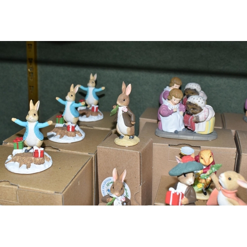 406 - A COLLECTION OF BOXED ENESCO BEATRIX POTTER FIGURES AND CHRISTMAS ORNAMENTS, comprising three x Pete... 