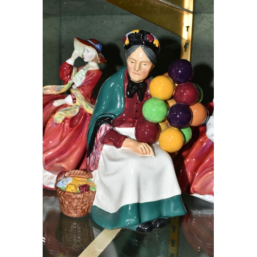 407 - FOUR ROYAL DOULTON FIGURINES, comprising The Balloon Man HN1954 (broken and glued around neck), The ... 