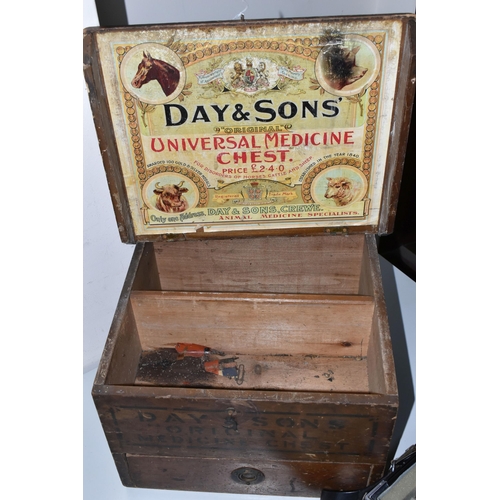 445 - A DAY & SONS VETERINARY MEDICINE CHEST, having stencilled lettering on front of chest 'Day & Sons ''... 