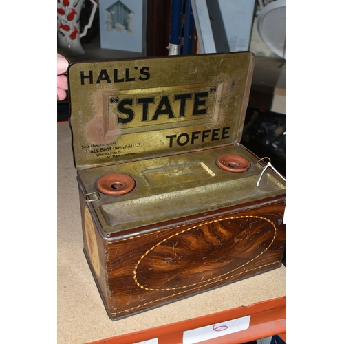 461 - A HALL'S STATE TOFFEE TIN, circa 1920s/1930s, in the form of a writing box, with lift out tray conta... 