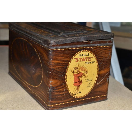 461 - A HALL'S STATE TOFFEE TIN, circa 1920s/1930s, in the form of a writing box, with lift out tray conta... 