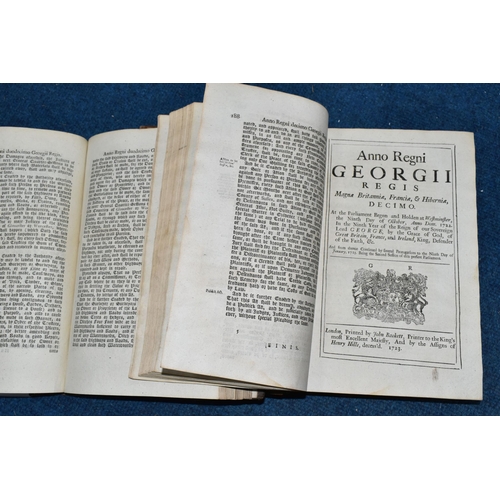 462 - TWO BOOKS On Acts Of Parliament from the Reign of King George II dating from 1723-1726 (2)