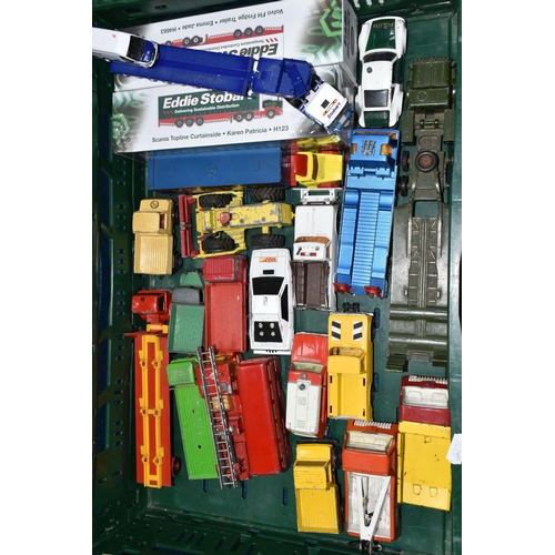 465 - A QUANTITY OF UNBOXED AND ASSORTED PLAYWORN DIECAST VEHICLES, to include Dinky Supertoys Thornycroft... 