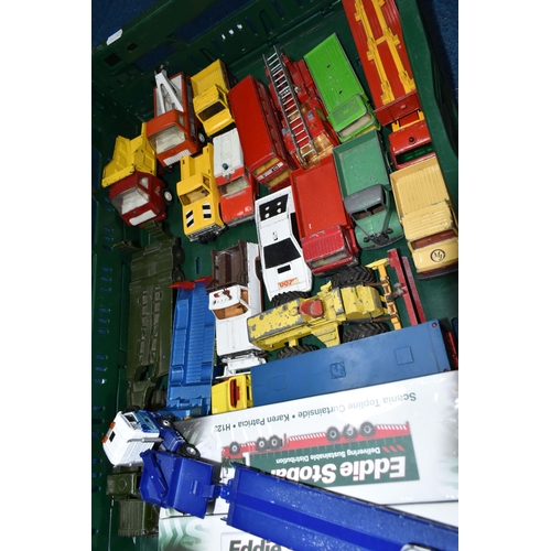 465 - A QUANTITY OF UNBOXED AND ASSORTED PLAYWORN DIECAST VEHICLES, to include Dinky Supertoys Thornycroft... 