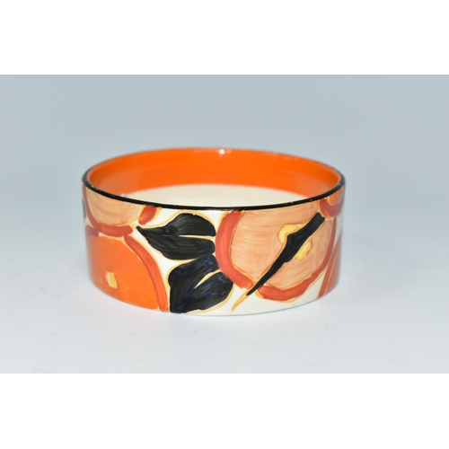 485 - A CLARICE CLIFF 'ORANGE CHINTZ' PATTERN POT, painted with stylised orange flowers with black foliage... 