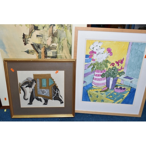 494 - 20TH CENTURY DECORATIVE PICTURES, comprising a Tim Nash watercolour on paper study of wild flowers i... 