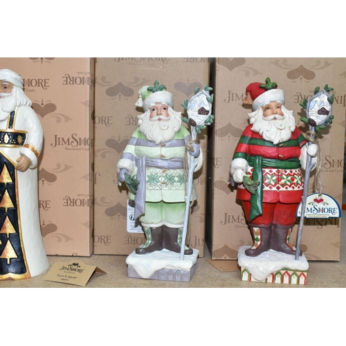 495 - TWELVE BOXED JIM SHORE RESIN CHRISTMAS FIGURES, comprising five 'White Woodland' Father Christmas fi... 