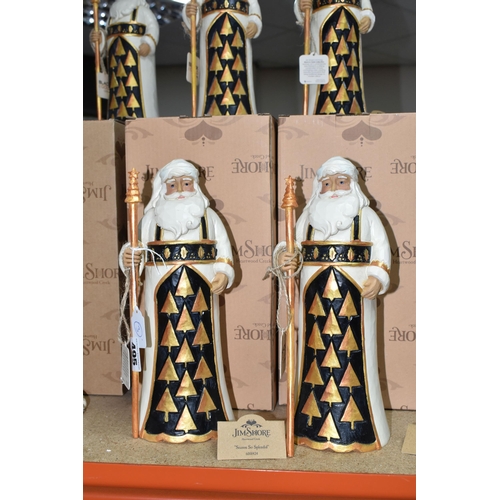 495 - TWELVE BOXED JIM SHORE RESIN CHRISTMAS FIGURES, comprising five 'White Woodland' Father Christmas fi... 