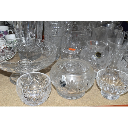 500 - A QUANTITY OF CUT AND PRESSED GLASS WARES ETC, to include a Web Corbett rose bowl and boxed fruit bo... 