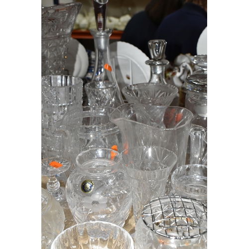 500 - A QUANTITY OF CUT AND PRESSED GLASS WARES ETC, to include a Web Corbett rose bowl and boxed fruit bo... 