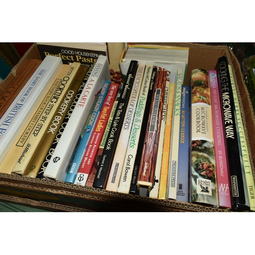 503 - FOUR BOXES AND LOOSE ASSORTED SUNDRY ITEMS ETC, to include four onyx table lamps, two brass coloured... 