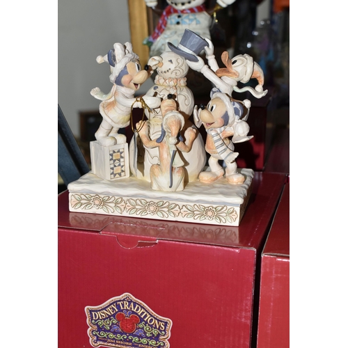 516 - SIX BOXED ENESCO DISNEY SHOWCASE COLLECTION CHRISTMAS FIGURES, from the Disney Traditions collection... 