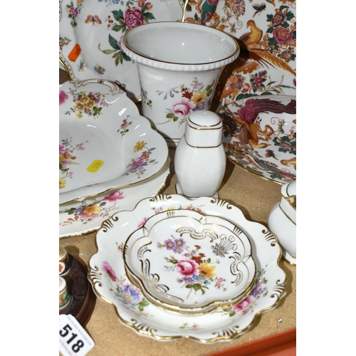 518 - A GROUP OF ROYAL CROWN DERBY DINNER, TEA AND GIFT WARES, comprising a wooden stand holding six diffe... 