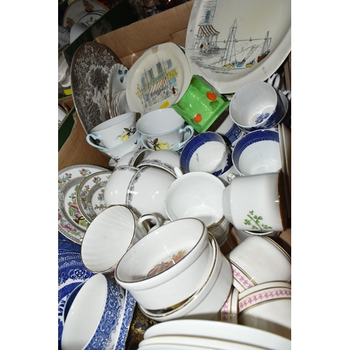 530 - SIX BOXES OF DINNERWARE AND CERAMICS, to include two Derby County F.C mugs, 1971-1972 League Champio... 