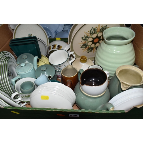 530 - SIX BOXES OF DINNERWARE AND CERAMICS, to include two Derby County F.C mugs, 1971-1972 League Champio... 
