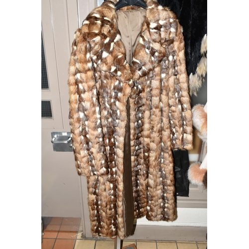 536 - A GROUP OF THREE LADIES FUR COATS, to include a white Arctic fox fur jacket with detailed  brown tip... 