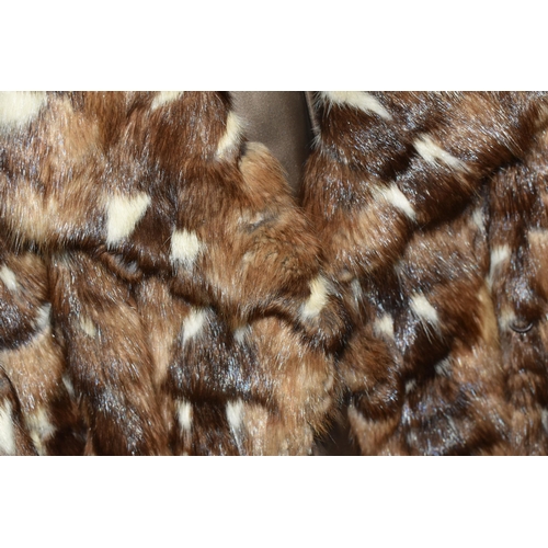 536 - A GROUP OF THREE LADIES FUR COATS, to include a white Arctic fox fur jacket with detailed  brown tip... 