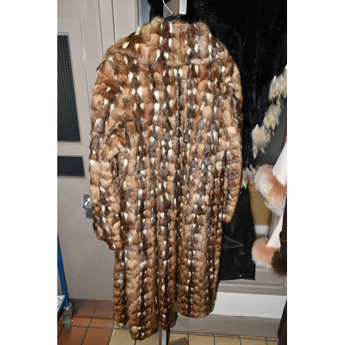 536 - A GROUP OF THREE LADIES FUR COATS, to include a white Arctic fox fur jacket with detailed  brown tip... 