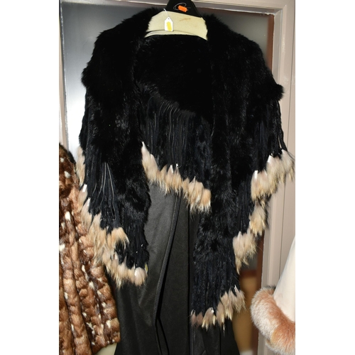 536 - A GROUP OF THREE LADIES FUR COATS, to include a white Arctic fox fur jacket with detailed  brown tip... 