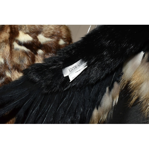 536 - A GROUP OF THREE LADIES FUR COATS, to include a white Arctic fox fur jacket with detailed  brown tip... 