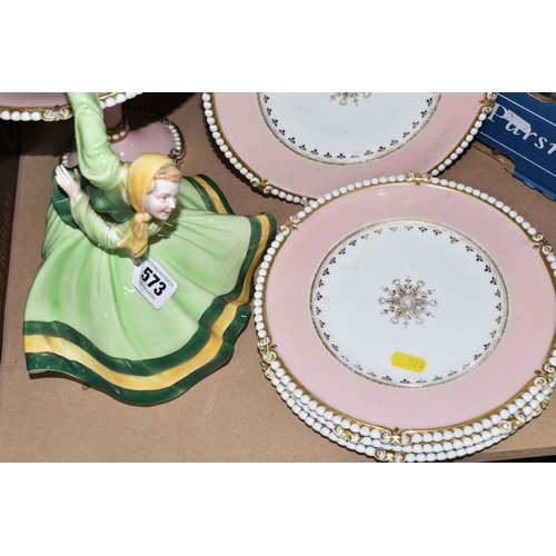 573 - AN EARLY C1870 PART DESSERT SET, registration code dated February 1870, comprising a cake stand and ... 