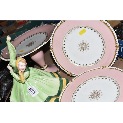 573 - AN EARLY C1870 PART DESSERT SET, registration code dated February 1870, comprising a cake stand and ... 