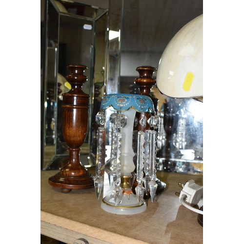 576 - A TRIPLE DRESSING TABLE MIRROR, height 60cm (chipped in one corner), a pair of early 20th century tu... 