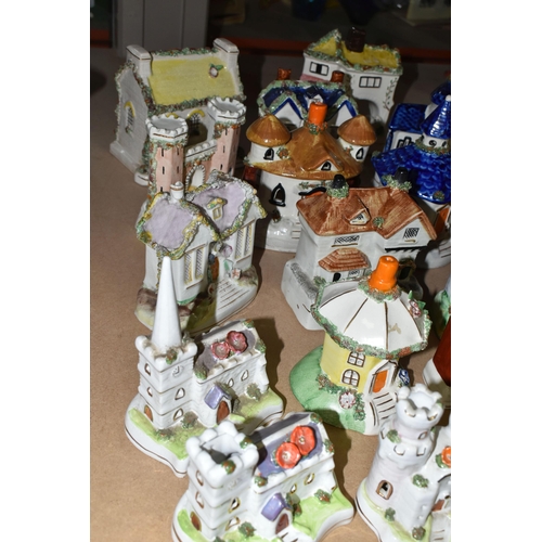 577 - A GROUP OF PASTILLE BURNERS AND COTTAGE ORNAMENTS, comprising 19th and 20th century Coalport and Sta... 