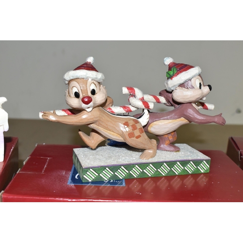 584 - FOUR BOXED DISNEY TRADITIONS CHRISTMAS SCULPTURES BY JIM SHORE, comprising two 'Snuff Said' depictin... 