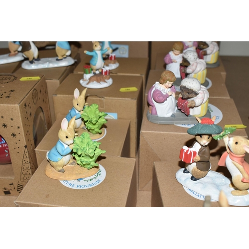 586 - TWENTY-ONE BOXED BEATRIX POTTER 'PETER RABBIT'  ORNAMENTS, comprising five Christmas baubles, a box ... 