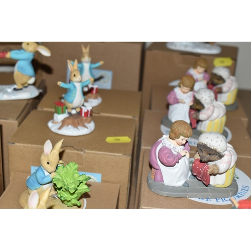 586 - TWENTY-ONE BOXED BEATRIX POTTER 'PETER RABBIT'  ORNAMENTS, comprising five Christmas baubles, a box ... 