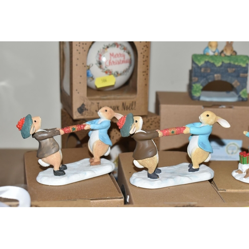 586 - TWENTY-ONE BOXED BEATRIX POTTER 'PETER RABBIT'  ORNAMENTS, comprising five Christmas baubles, a box ... 