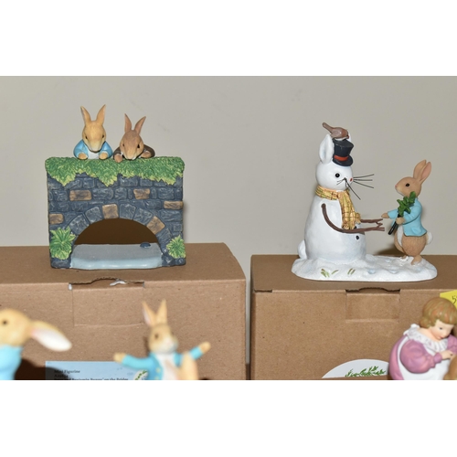 586 - TWENTY-ONE BOXED BEATRIX POTTER 'PETER RABBIT'  ORNAMENTS, comprising five Christmas baubles, a box ... 