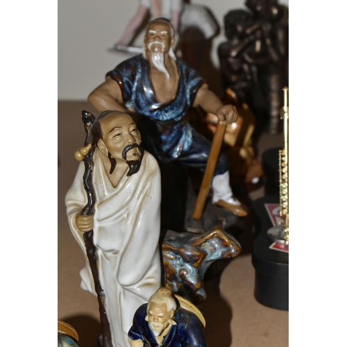 588 - FOURTEEN ASSORTED CERAMIC AND RESIN FIGURES, to include black jazz musicians, 'Sweet Lorraine' nurse... 