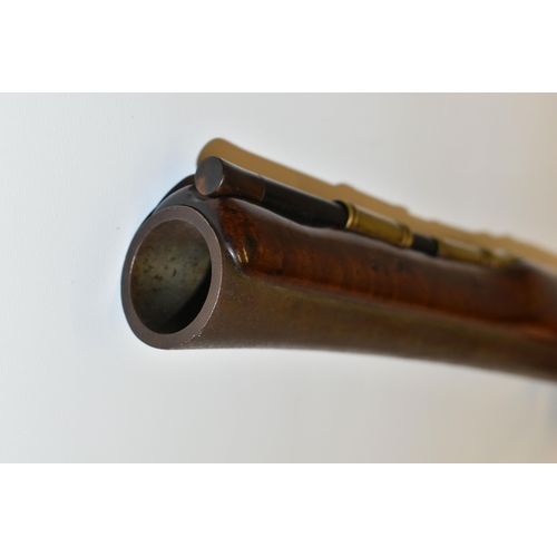 281 - AN ANTIQUE FLINTLOCK BLUNDERBUSS, fitted with a 30'' steel flared muzzle barrel, the lock bears the ... 